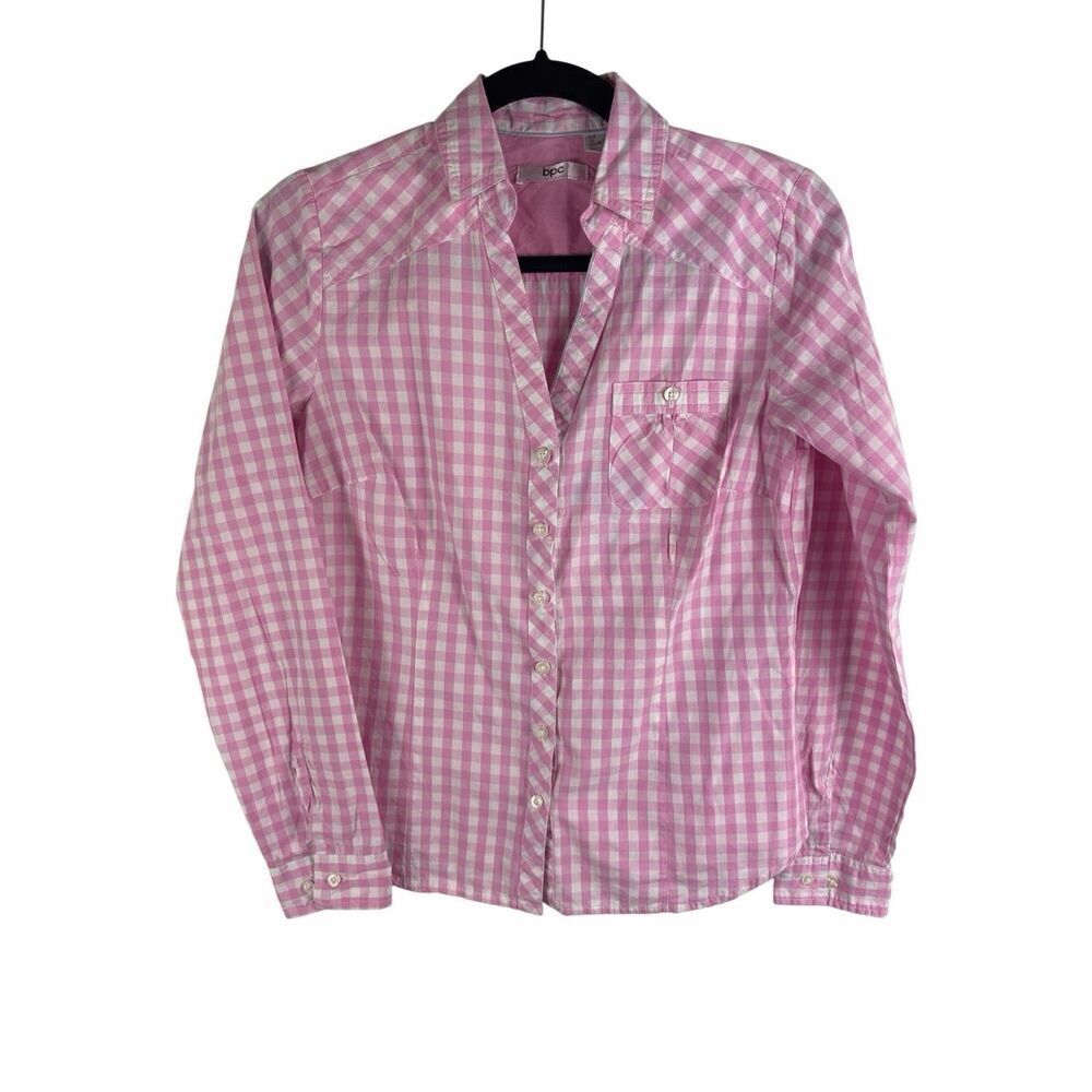 BPC Pink Gingham Button Up Blouse- Size 4